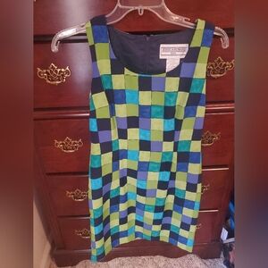 Jessica Howard Colorful Checkered Sleeveless Dress size 6p excellent condition